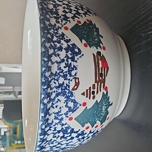 Folk Craft Cabin in the Snow giant bowl